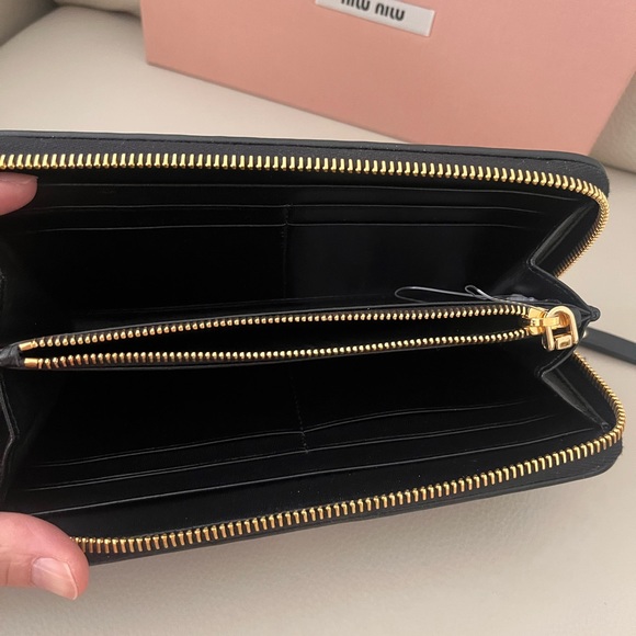 COPY - NWT Authorities Rare Miu Miu Black Quilted Leather Zipped Wallet with Cr… - Picture 8 of 10